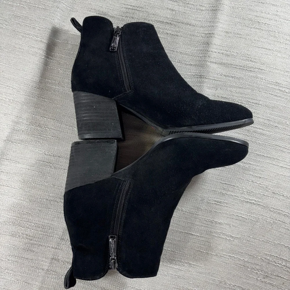 Blondo‎ Waterproof Black Suede Block Heel Ankle Boots Classic Womens Size 8.5M